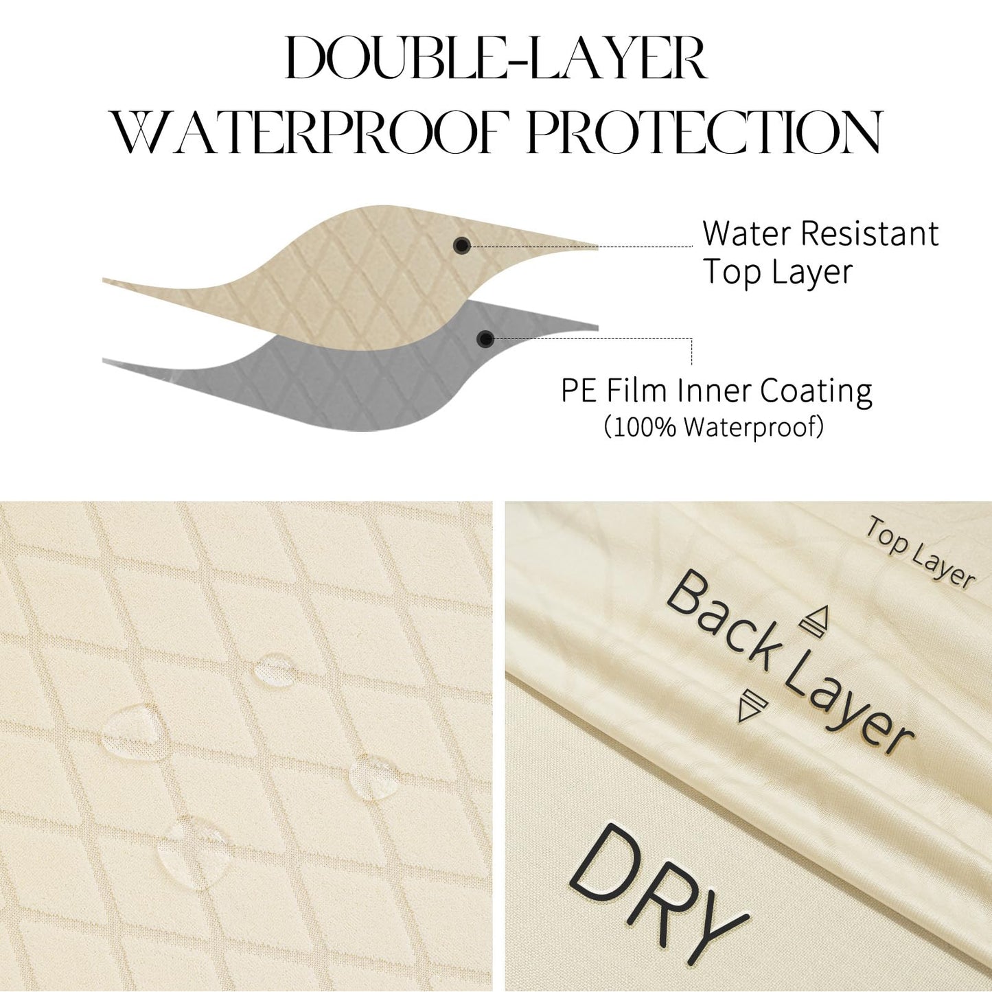 MOSAYT 100% Waterproof Dining Room Chair Covers Set of 4, Super Fit Stretch Jacquard Parson Chairs Slipcovers Removable Washable Chair Seat Protectors for Home, Kitchen, Banquet (Beige)