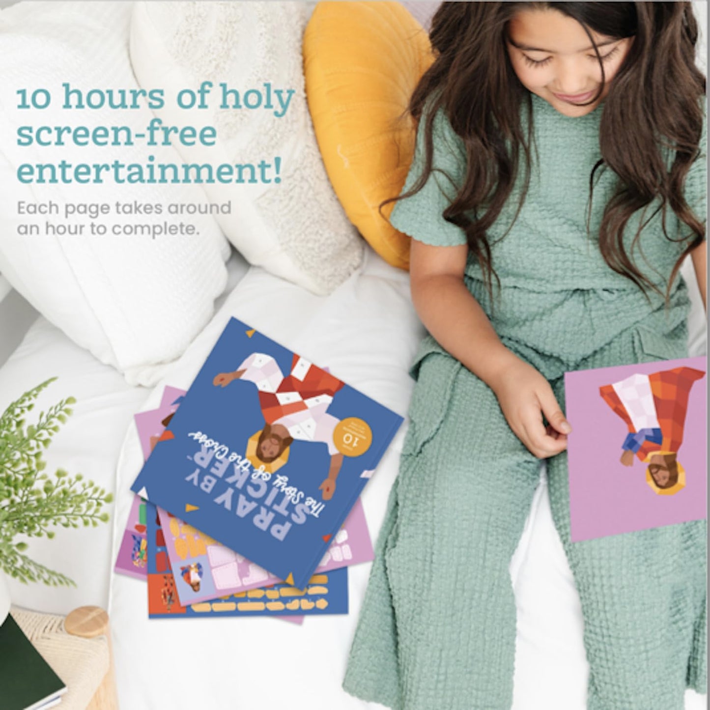 PRAY BY STICKER Book - Story of The Cross Religious Activity - Interactive Faith-Based Learning with Stickers - 9" x 9" Educational & Spiritual Book - Lent & Easter Gift