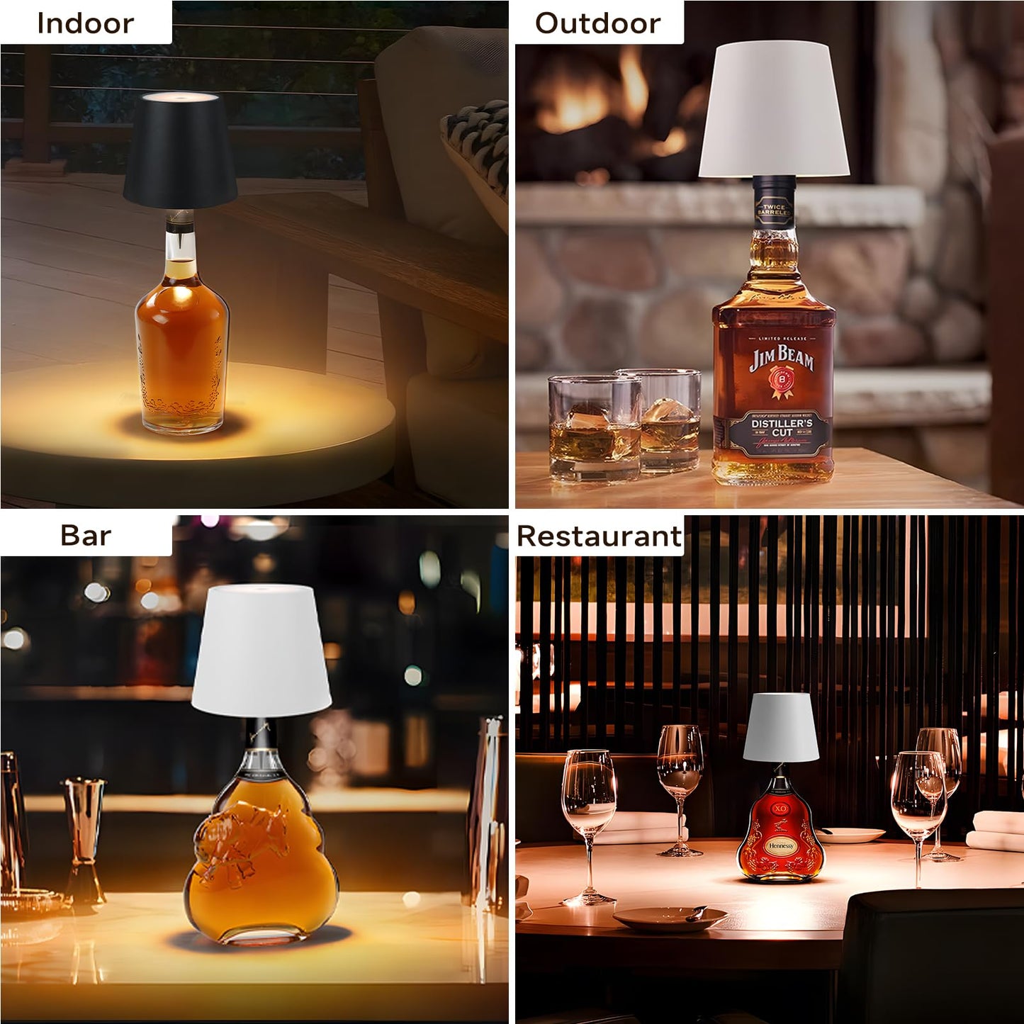 TTLYUGN Wireless Bottle Lamp, Rechargeable 3 Color Stepless Dimming LED Wine Lights, Touch Control Desk Kit for Bar & Restaurant - Green