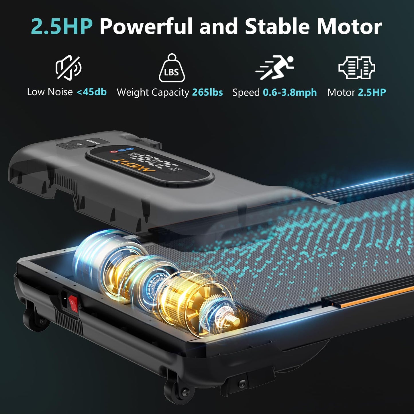 Walking Pad with Incline, Under Desk Treadmill for Home Office, 2.5HP Portable Treadmills with Panel & Remote Control, 4 in 1 Walking Running Machine Manual Incline, Compact Treadmill 265LB Capacity