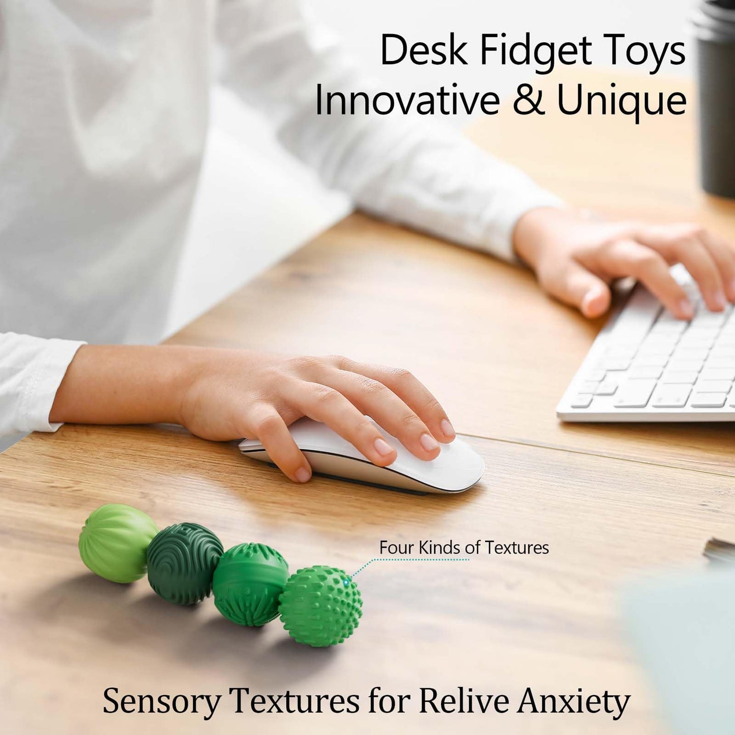 luckdoor Silicone Magnetic Balls Fidget Toys for Adults & Teens,4PCS Stress Relief Sensory Toys for Autism ADHD Anxiety,Fun Textures Gadgets,Office Desk Toy,Stocking Stuffers for Women Men Teen Gift