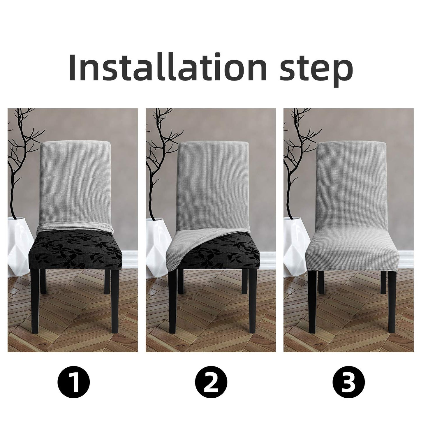 Chair Covers for Dining Room - Stretch Chair Slipcovers for Decorative Seat Protector Armless Removable Washable Elastic Dinner Universal Spandex Solid Chair Slip Covers Set…