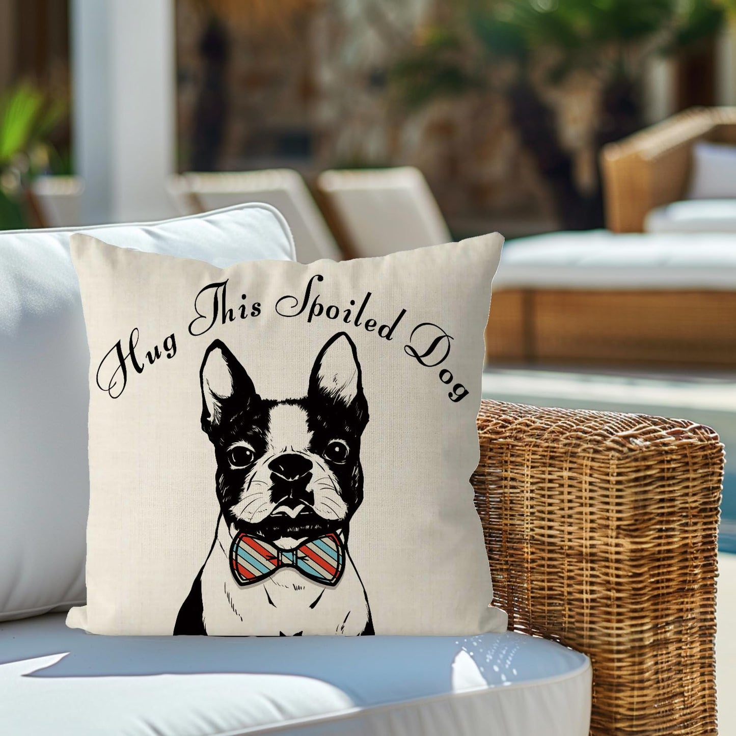 QIONG MENG Pillow Covers 18 x 18 Inch Boston Terrier Throw Pillowcase Dog Lovers Friendship Gifts for Women Decorative Pillow Case Dog Cushion Case for Home Sofa Decorations