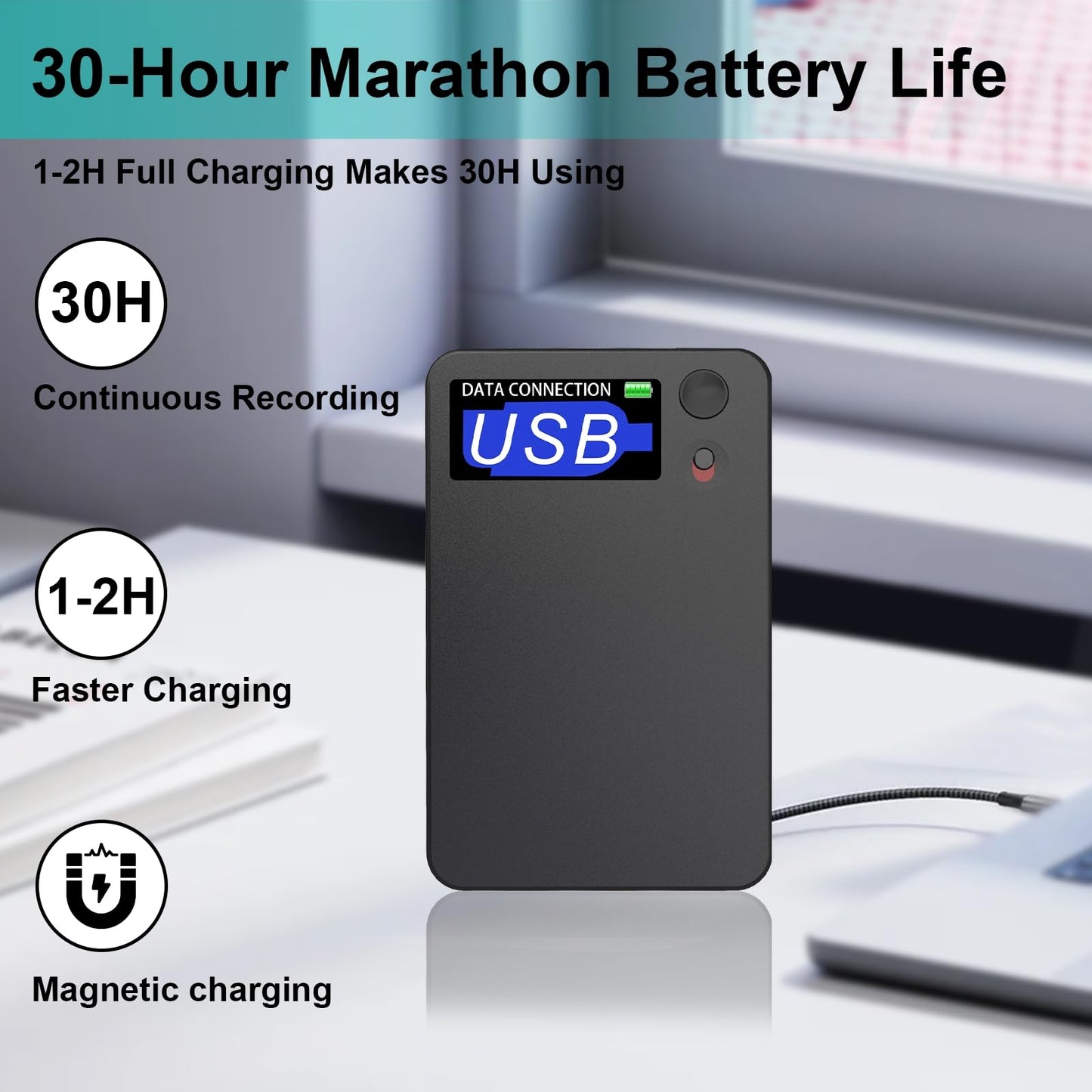 AI Voice Recorder, Transcribe & Summarize by ChatGPT, APP Control, Support 112 Languages, 30H Recording Time, 64GB Memory, Audio Recorder for Lectures, Meetings, Calls