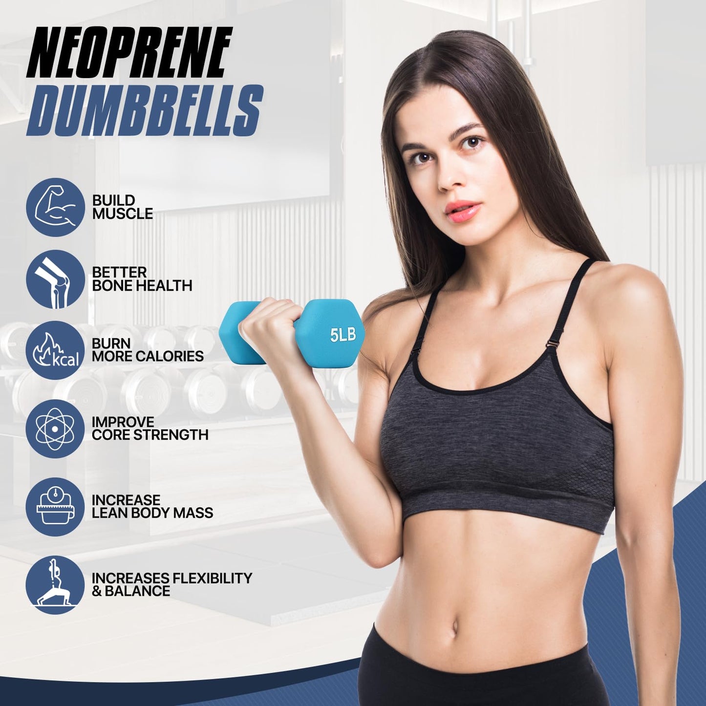 MADOG Dumbbell Set, Anti-Slip Neoprene Coated Hexagon Hand Weights for Home Gym Equipment Workouts Strength Training