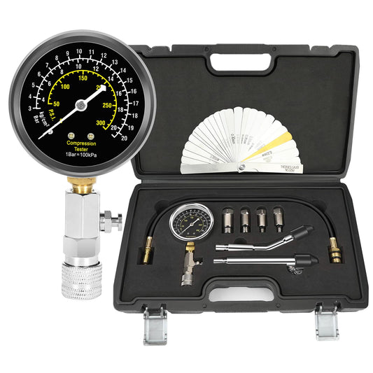 BETOOLL 8pcs Petrol Engine Cylinder Compression Tester Kit Automotive Tool Gauge