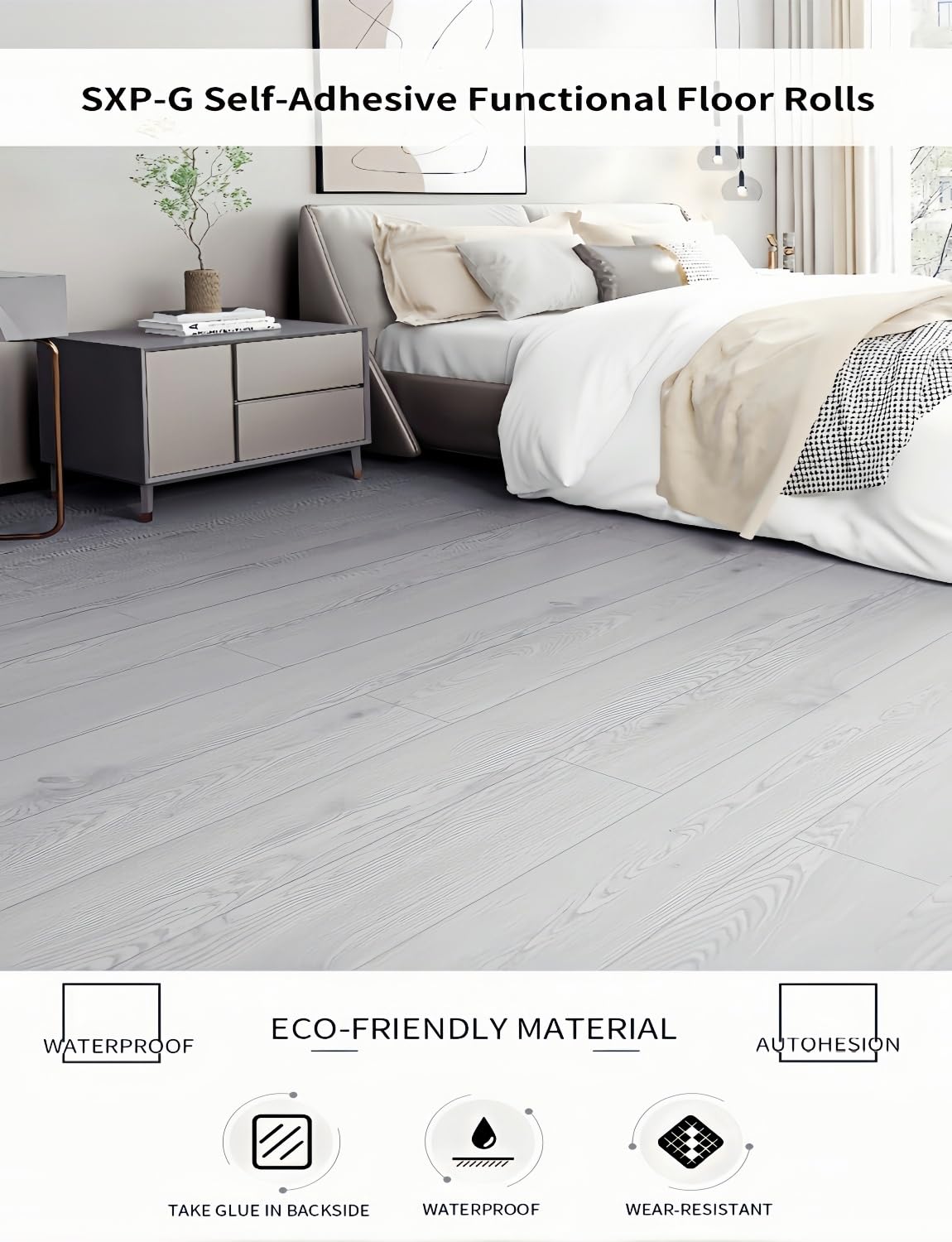 2 Rolls 15.7'' Wide Peel and Stick Floor Tiles FOGZUVR: 25.73 Sq.ft Self-Adhesive Thick Vinyl Flooring, Durable Waterproof Wood Grain Large Plank for Bathroom & Kitchen (Paleish Grey‌, 118''x15.7'')