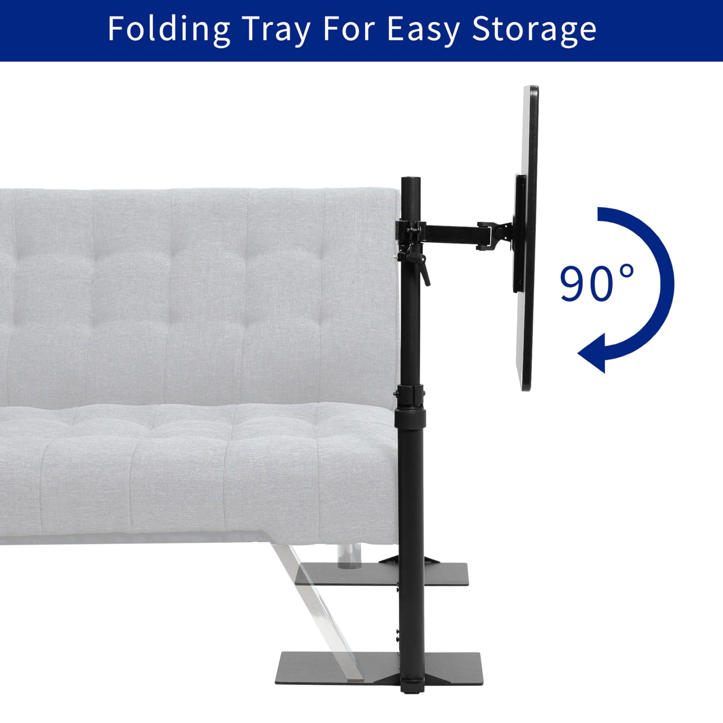 VIVO 20 inch Over Couch Swivel Table, Laptop Desk for Remote Work, Portable Recliner Workstation with Height Adjustable Swing Arm, Black, DESK-ST01C