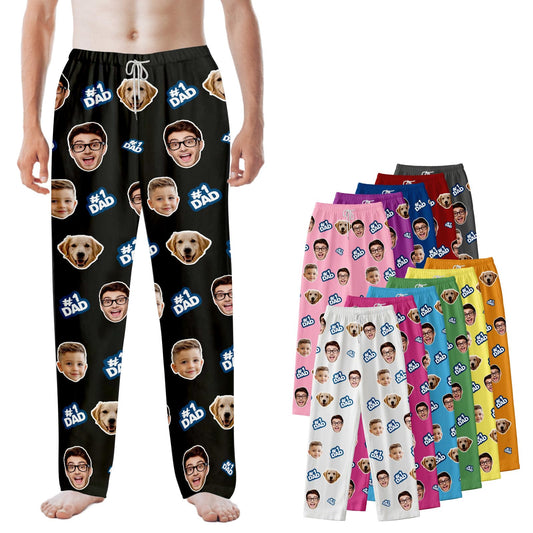 Bemaystar Custom Pajama Pants with Photo Men Women,Personalized Pajama Pants Gifts,Personalized GIfts for Dad Mom