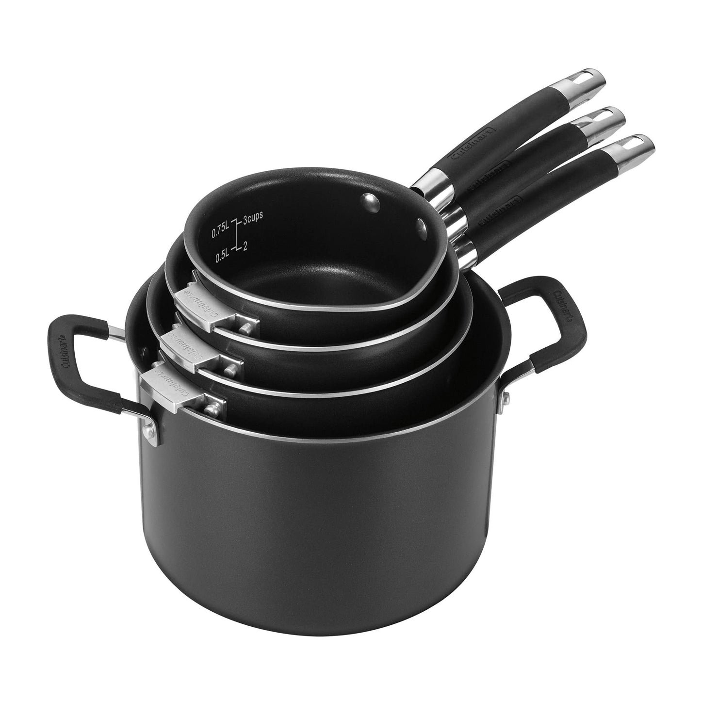 Cuisinart N51-12BK SmartNest Nonstick Aluminum Nesting Cookware Set, 12 Piece, Black