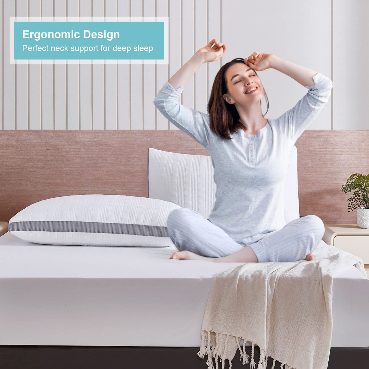 Meoflaw Cooling Pillows Queen Size Set of 2,Shredded Memory Foam Bed Pillows for Sleeping,Queen Pillows for Back & Side Sleepers,Adjustable Queen Size with Washable Cover