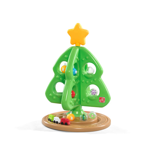 Step2 My First Christmas Tree, Kids Interactive Holiday Tree Toy, 12 Colorful Plastic Ornaments to Decorate, Mini Train Set Circles the Skirt, Made of Durable Plastic, For Toddlers 1.5+ Years Old