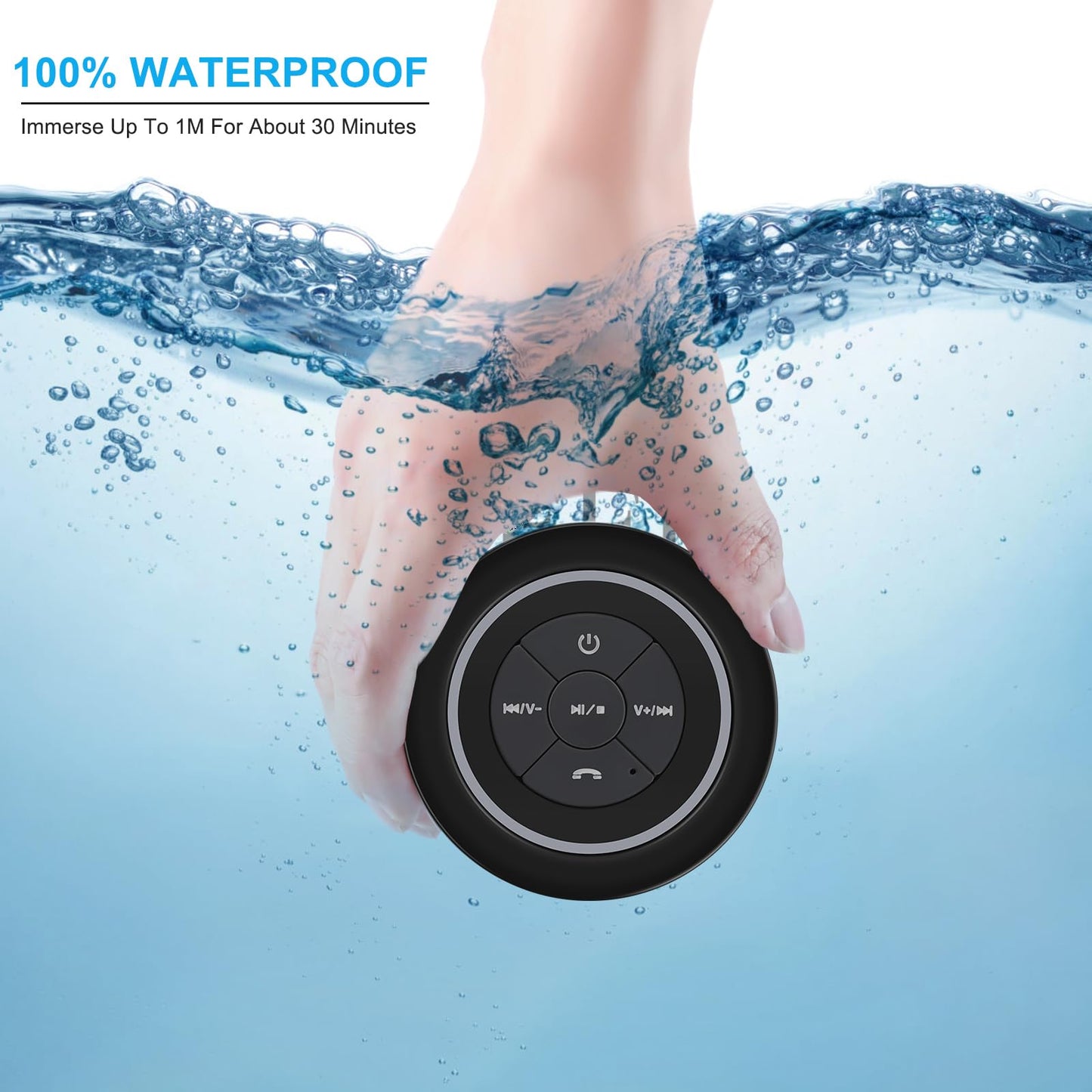 TDLIRH Bluetooth Waterproof Shower Speaker, Portable Wireless Speaker with Suction Cup, Colorful Lights, Teen Gift Idea for Shower, Bathroom, Pool, Beach