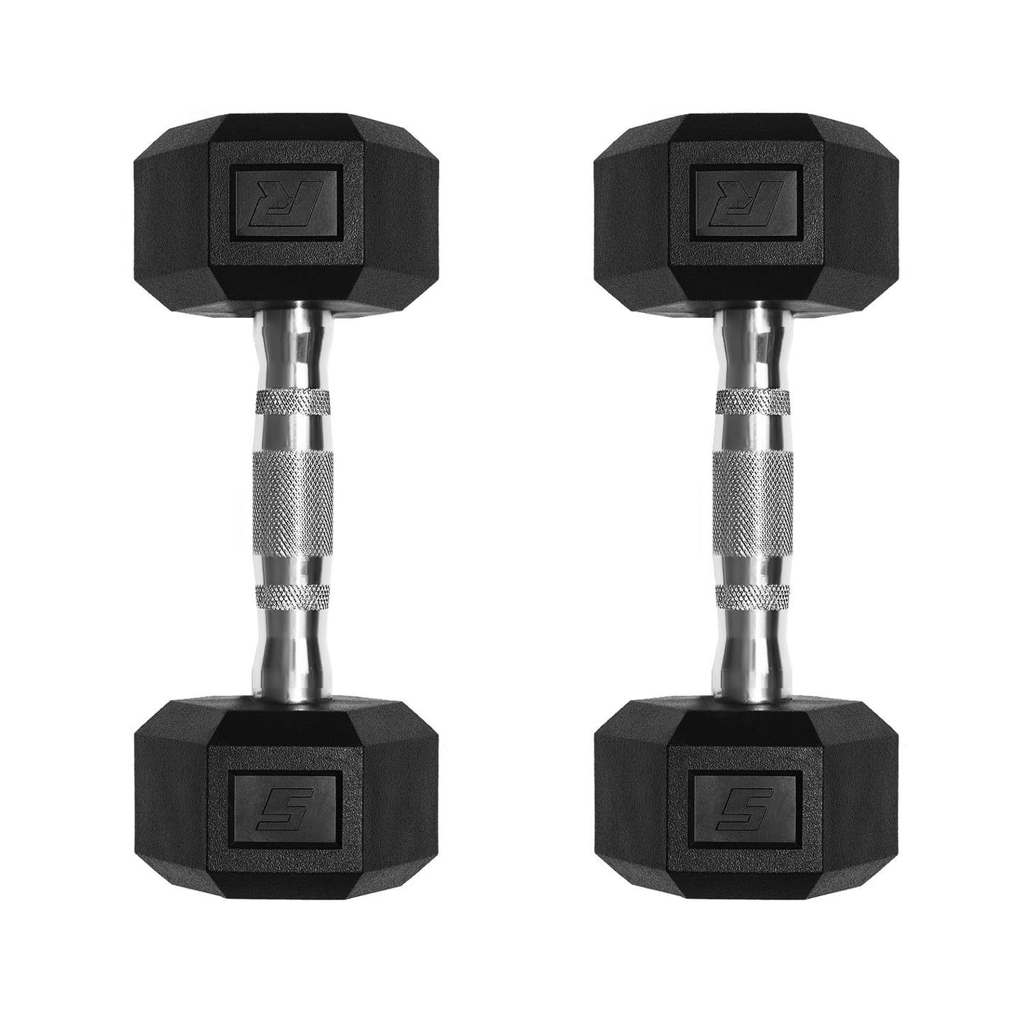 Ritfit 5-650 LBS PVC Encased Hex Dumbbell Sets with Optional Rack for Home Gym, Hand weight with Chrome Handle for Strength Training,Workouts,5LB