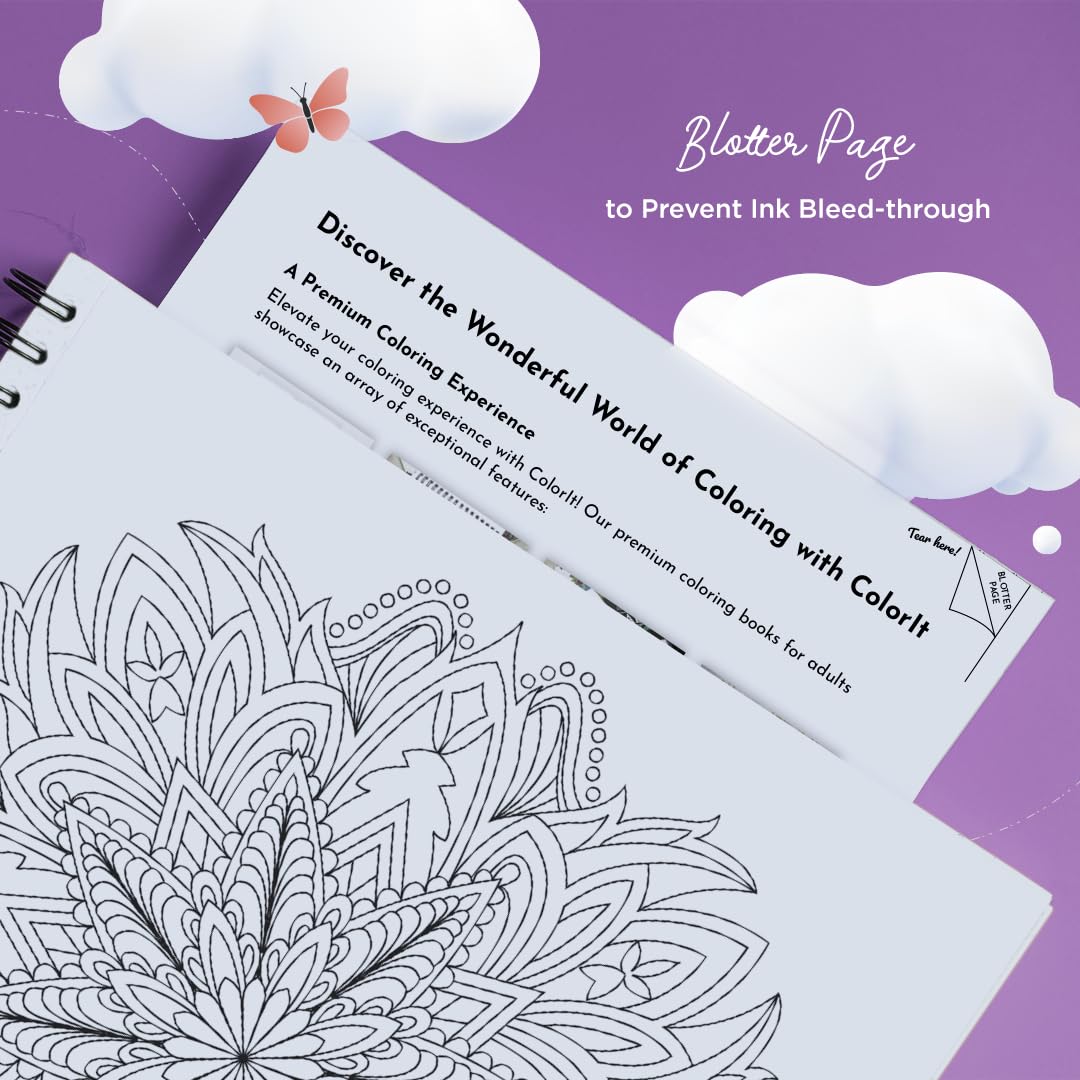 Mandala Coloring Book for Adults with Thick Artist Quality Paper, Hardback Covers, and Spiral Binding by ColorIt