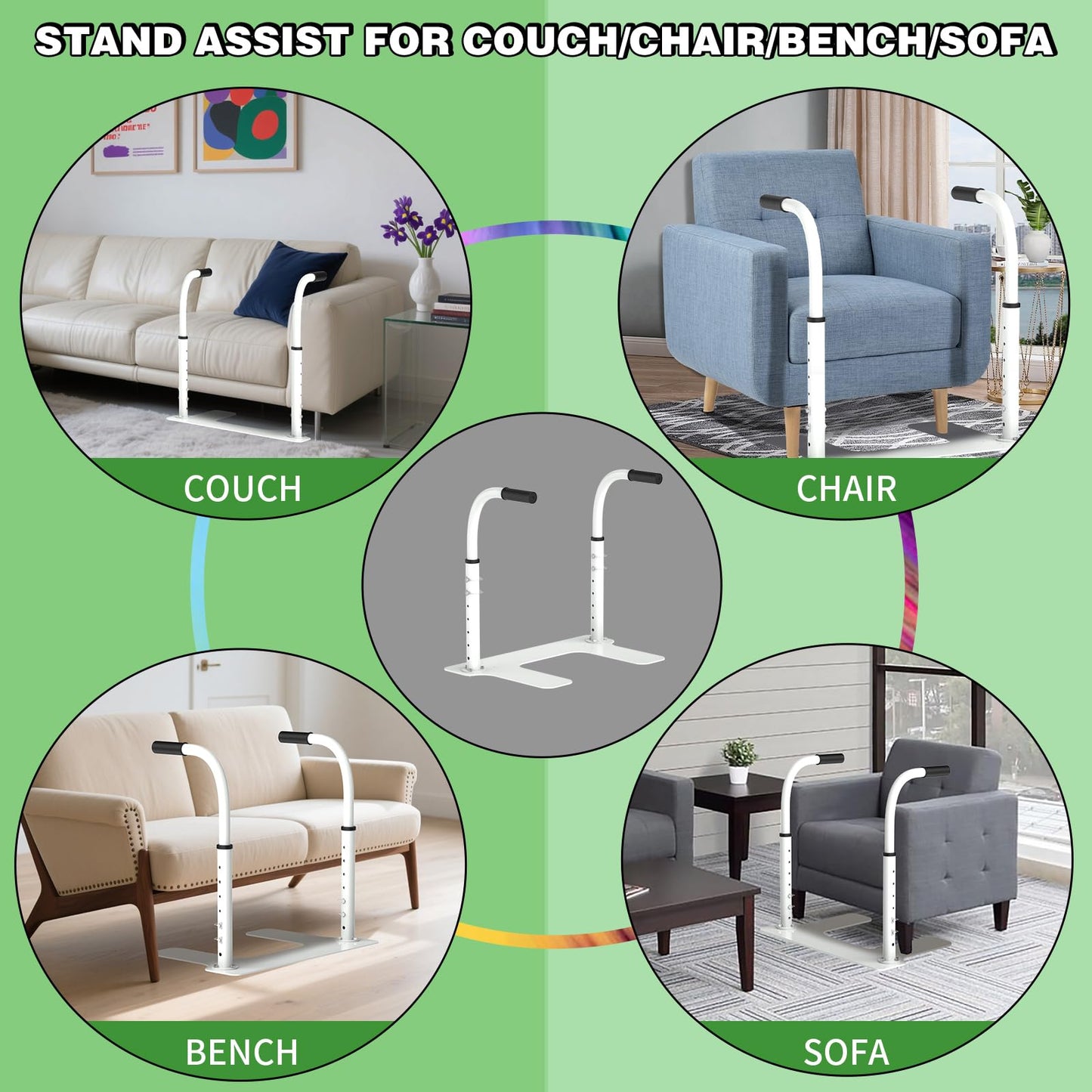 Heavy Duty Couch Stand Assist, Height & Width Adjustable Standing aid & Support Device, Chair/Sofa Stand Assist for Elderly Mobility & Daily Living Sit to Stand(400LBs Loading, White)