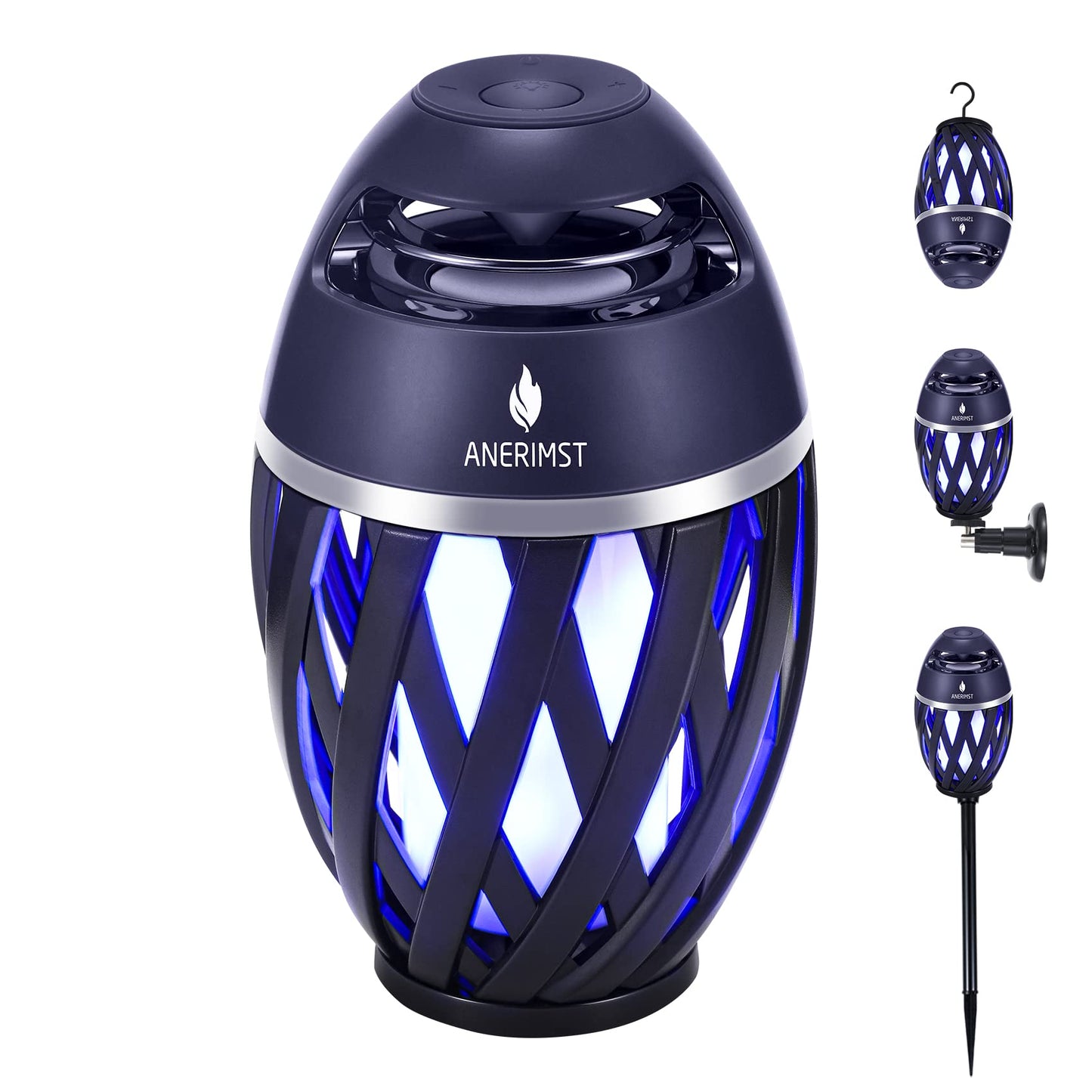 ANERIMST Unique Gifts for Men, Outdoor Bluetooth Speaker Waterproof Wireless with Torch LED Light, Birthday Gift for Boyfriend Him Dad, Cool for Garden, Patio, Outside (Blue Light)