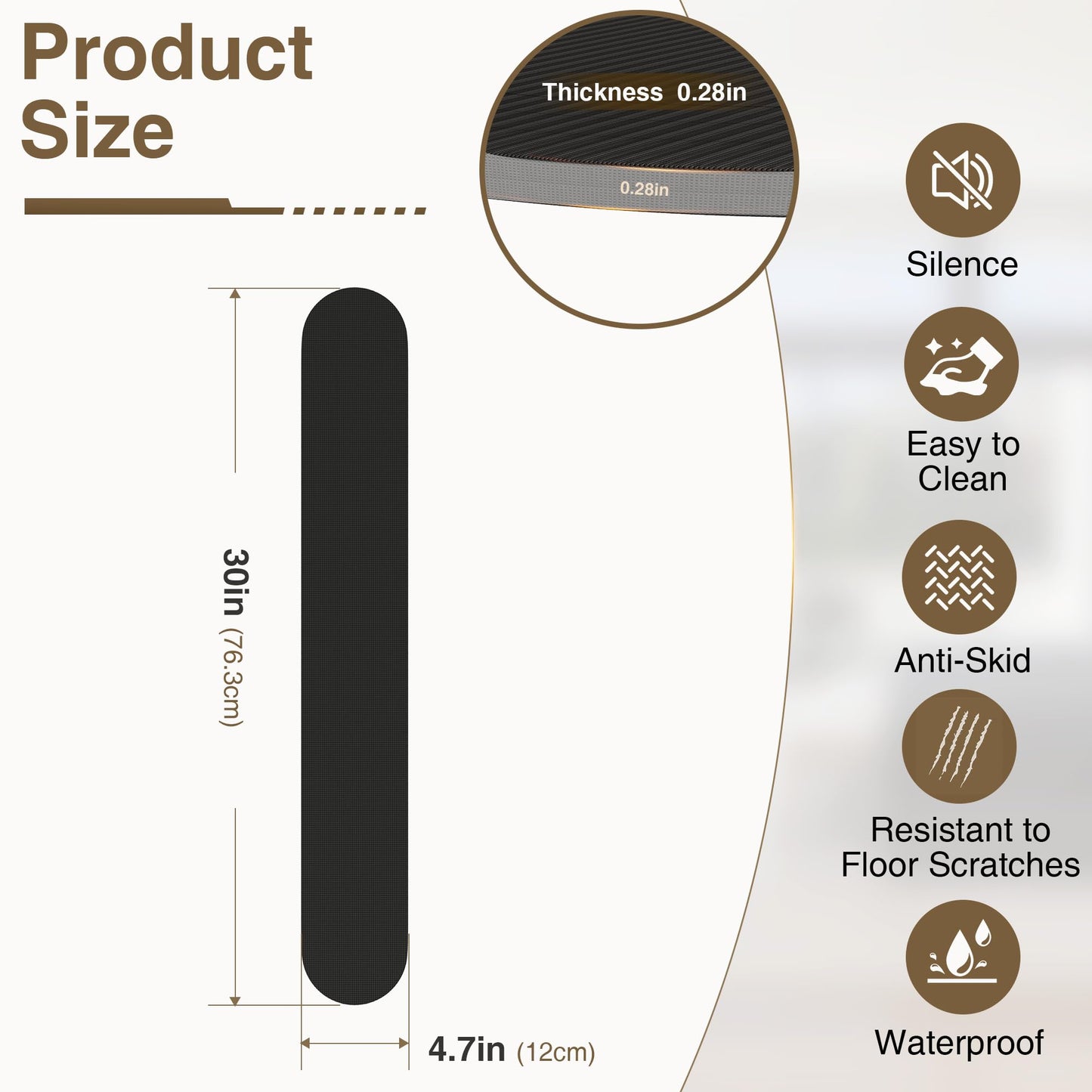 8 Pack Non Slip Furniture Pads for Recliner, 30in Anti Slip Recliner Pads for Hardwood Floors, Furniture Rail Pad for Hardwood Floor, Recliner Floor Protector, Furniture Grippers to Prevent Sliding