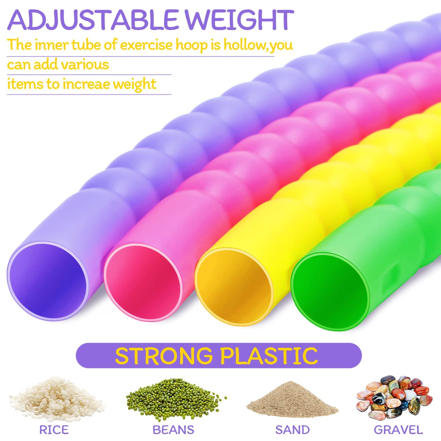 Vinsot 8 Pieces Toy Hoop Detachable Plastic Hoops Exercise Equipment Toy Adjustable Rings for Sports Playing Party Game Dance Pet Training