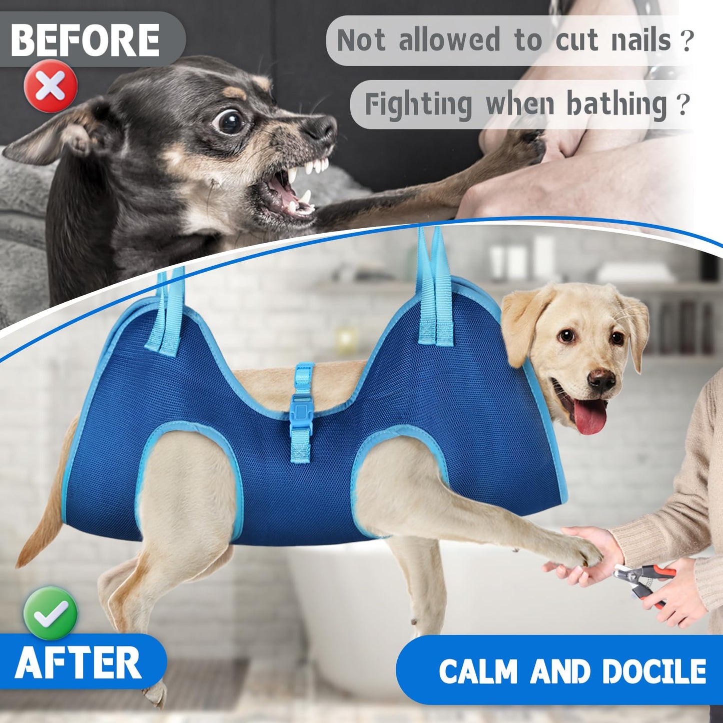 Supet Dog Grooming Hammock for Dog and Cat, Relaxation Pet Grooming Sling Helper, Breathable Pet Grooming Hammock for Nail Trimming, Ear/Eye Car with Nail Clippers/Trimmers/Scissors
