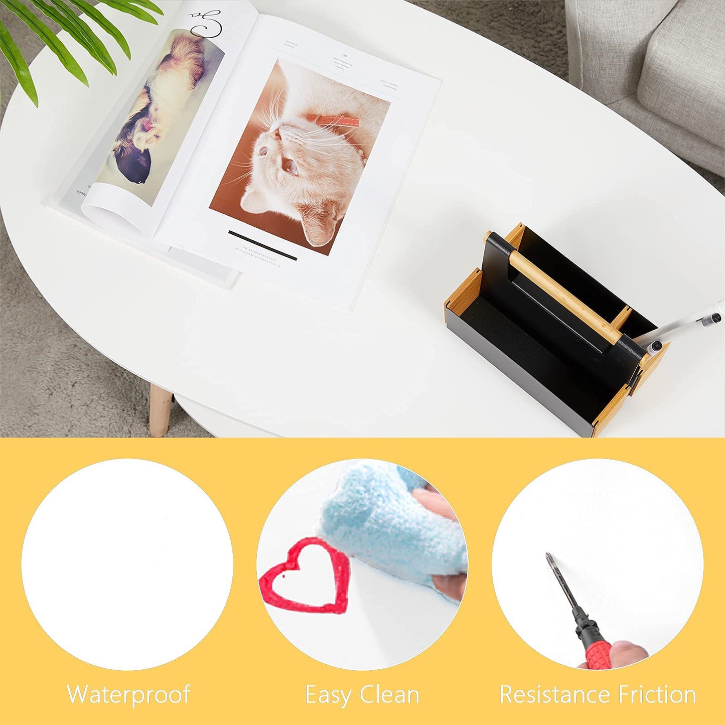 Maupvit Coffee Table-Oval Wood Table with Open Shelving for Storage and Display 2 Tier Sofa Table, Small Modern Furniture Living Room&Home Office-White