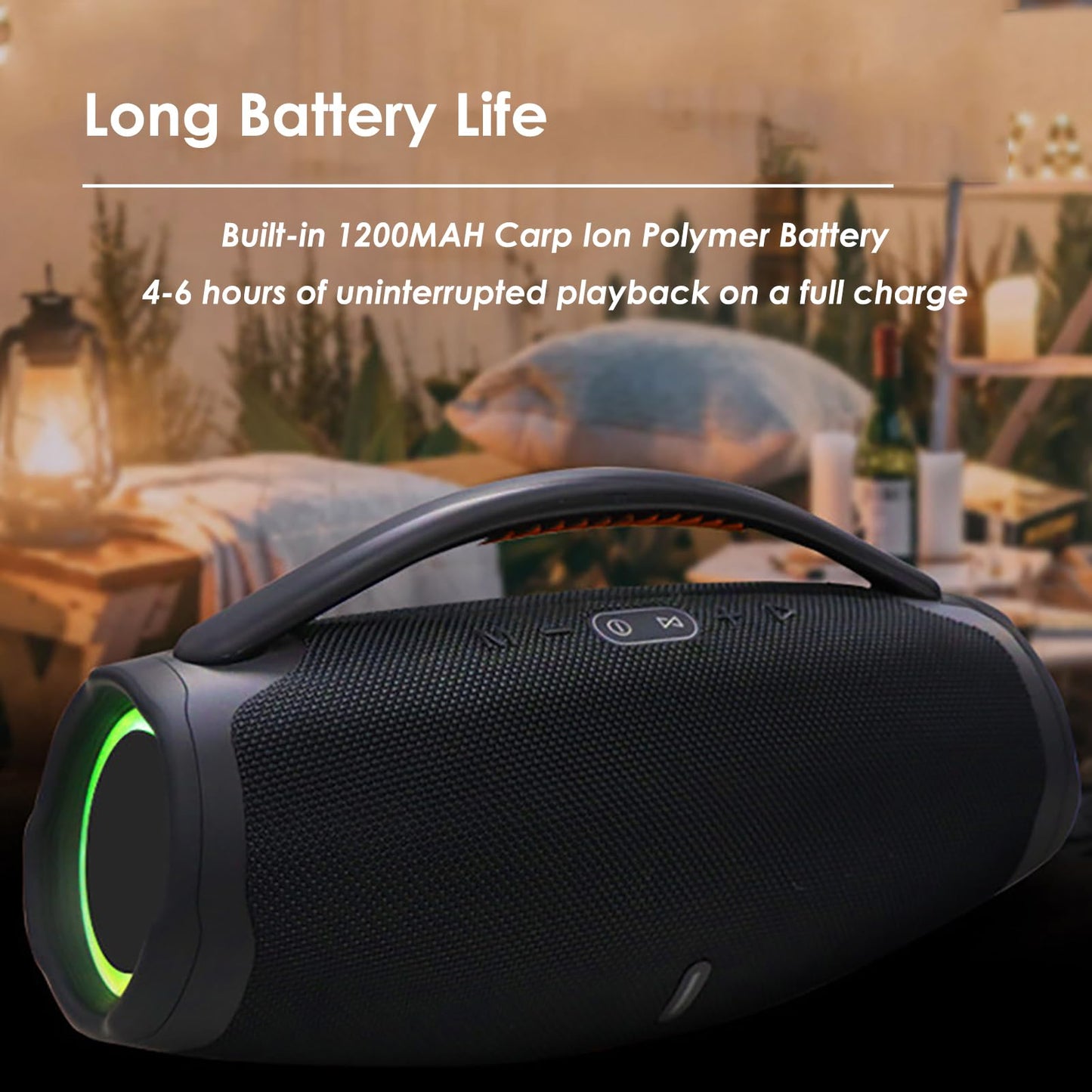 Portable Bluetooth 5.0 Speakers, RGB Speaker with 360 Degree Surround Sound Loud Speaker with Lights Long Battery Life Outdoor Speaker for Party (Black)