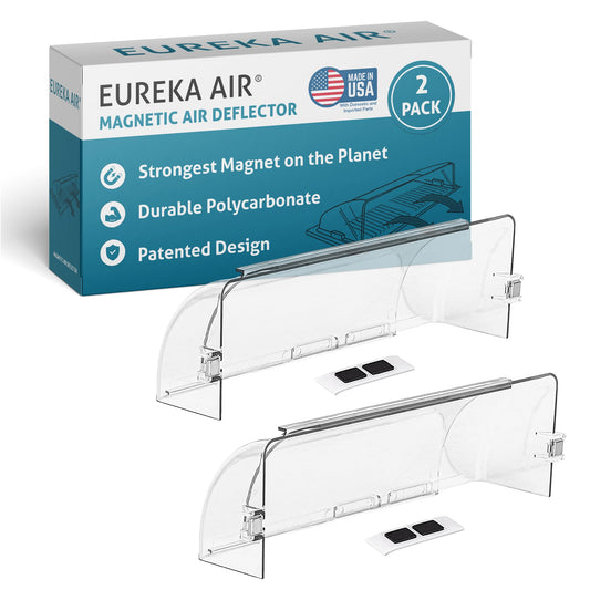 Eureka Air Vent Deflector - Redirect Airflow - Fits 10" to 14" Wide Floor, Wall, Ceiling Vent Registers - Multi-Surface Use - Strong Neodymium Magnets and 3M Adhesive Tabs Included - 2-Pack