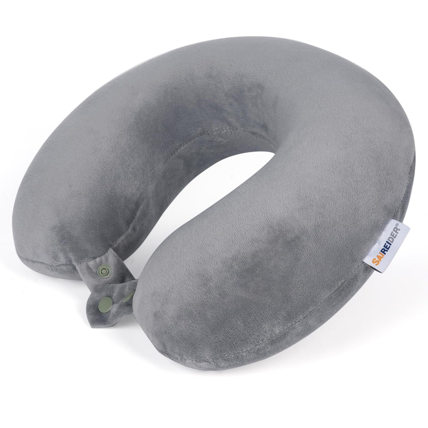 SAIREIDER Travel Pillow 100% Pure Memory Foam Travel Neck Pillow, Airplane Pillow for Traveling、Car、Home、Office，Washable Cover（Black）