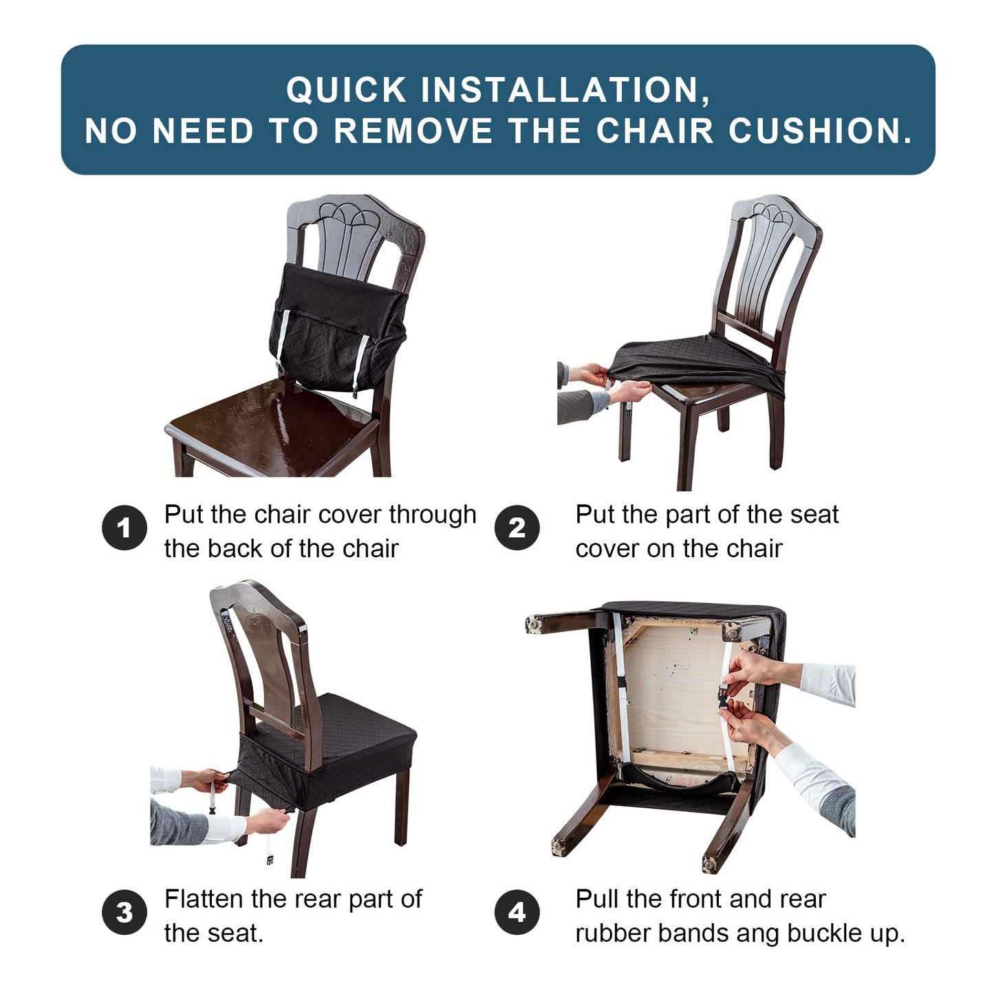 Genina Waterproof Seat Covers for Chairs Seat Covers for Dining Room Chair Slipcovers Kitchen Chair Covers Dining Chair Covers