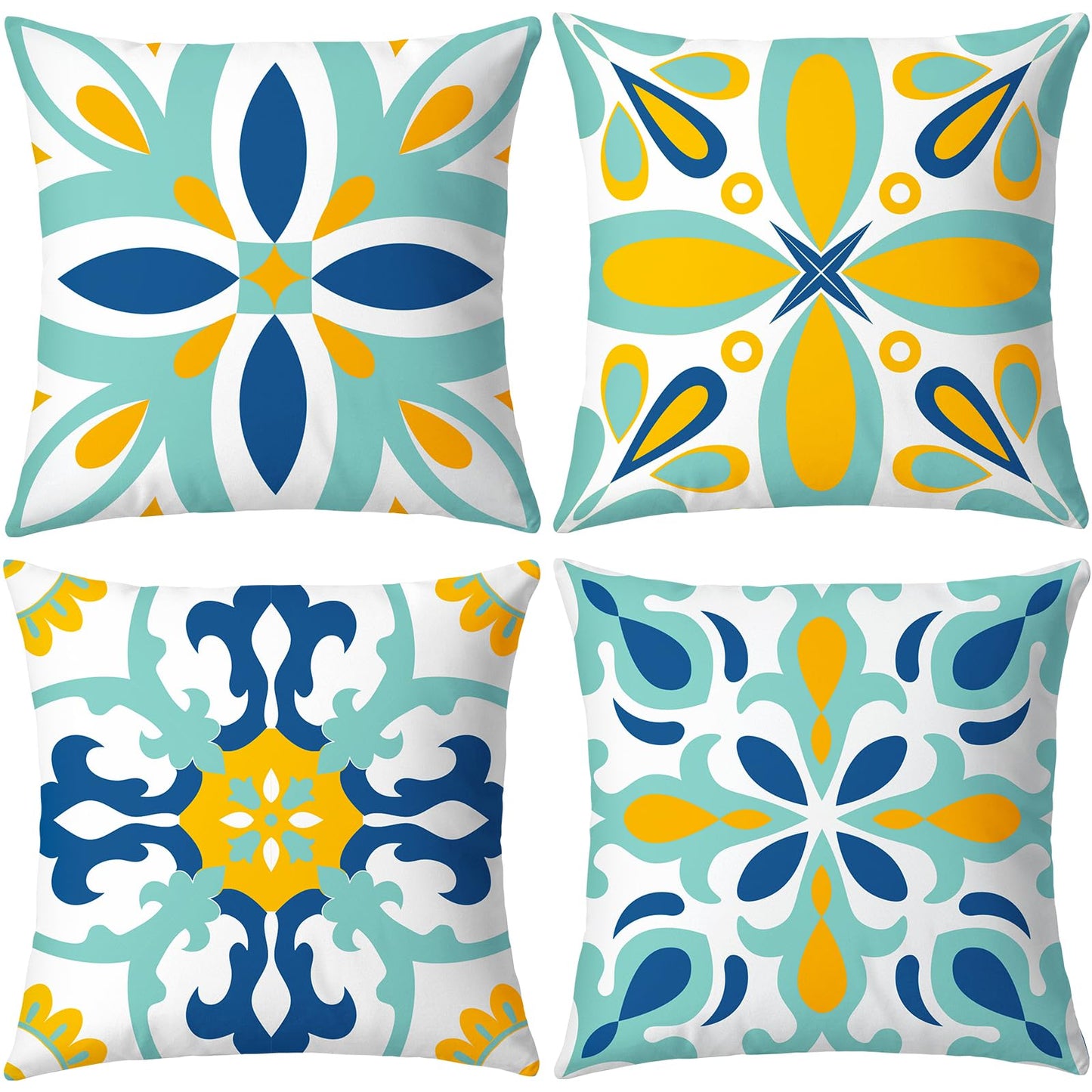 coclothy Outdoor Pillow Covers - 4 Pack Outdoor Pillow Covers 18x18 Waterproof PillowCovers for Patio Furniture Decorative Pillowcases