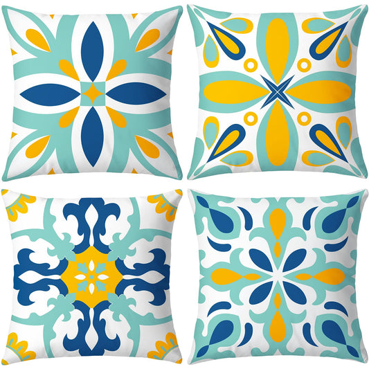 coclothy Outdoor Pillow Covers - 4 Pack Outdoor Pillow Covers 18x18 Waterproof PillowCovers for Patio Furniture Decorative Pillowcases