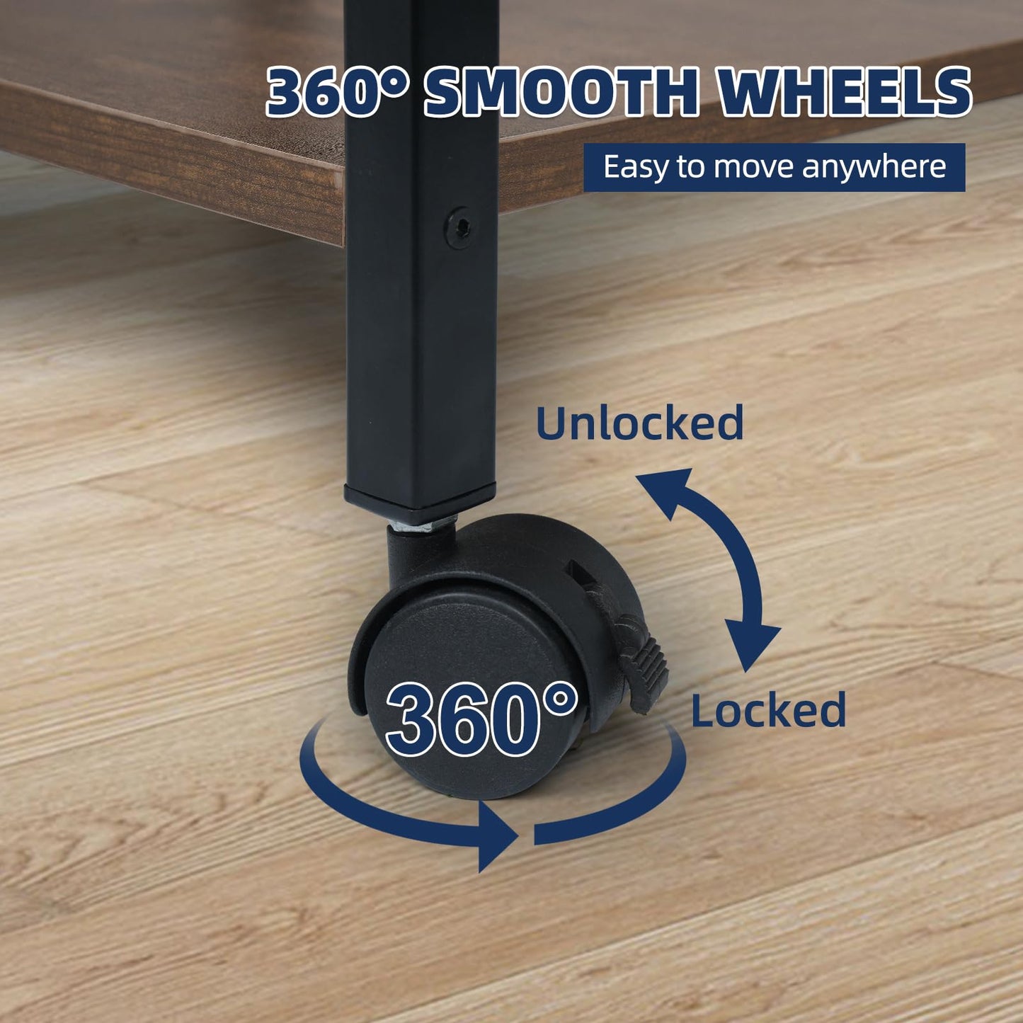 storenization Printer Stand with Storage Shelf, Small Printer Stand for Desk Office Home, Under Desk Printer Table with Rolling Wheels, Heavy Duty Mobile Machine Cart with Shelf, Rustic Brown