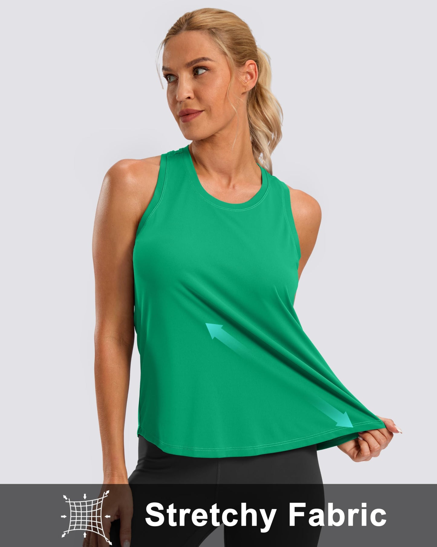 G Gradual Women's Workout Tank Tops Racerback Athletic Yoga Tops Loose Fit Sleeveless Running Gym Sports Shirts for Women(Green,L)