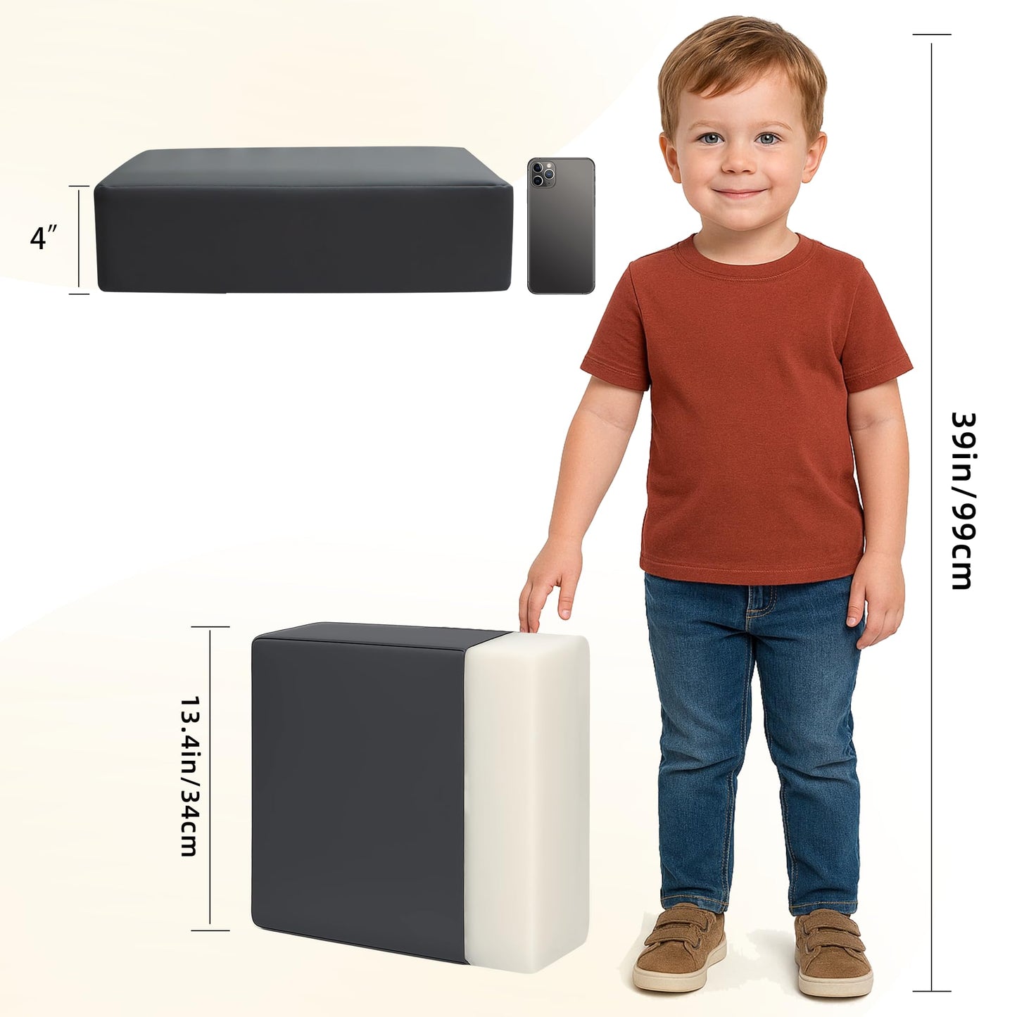 Eiury Booster Seat for Dining Table, PU Anti-Scratch Easy Cleaning Kids Toddler Booster Seat for Table, Portable Increasing Booster Cushion with Non-Slip Bottom and Adjustable Elasticity Straps