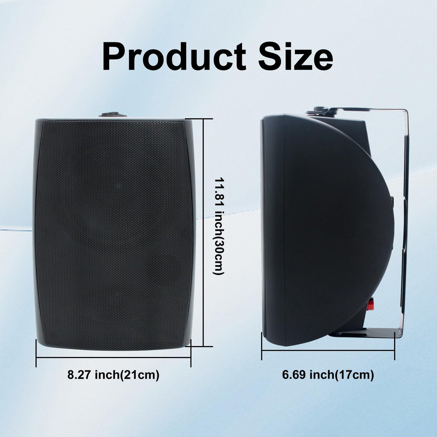 Herdio 6.5 Inch 800W Outdoor Bluetooth Speakers Wired Waterproof with Multifunctional Amplifier, Wall Mount Speaker for Patio Home Poolside Deck Backyard(2 Pairs,Black)