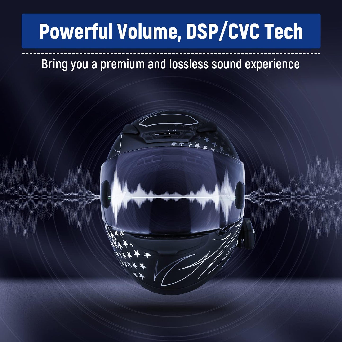 LEXIN B4FM Motorcycle Bluetooth Headset, 10 Riders Helmet Bluetooth Intercom, Universal IP67 Communication Systems with Music Sharing, Noise Cancellation, FM Radio, Fit for Snowmobile, 1 Pack