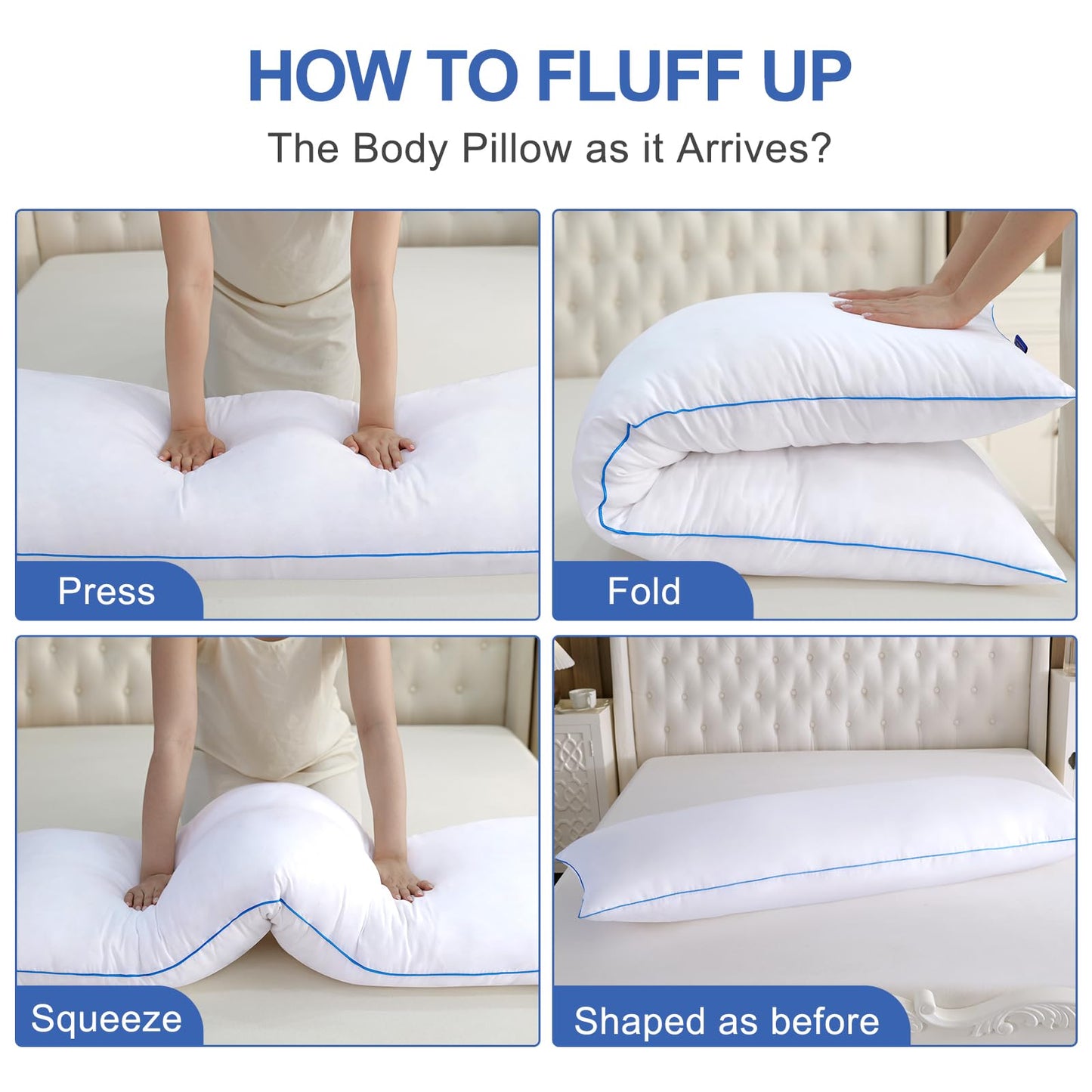 YZ HOME Memory Foam Body Pillow Insert - Full Body Pillow for Adults - Soft Large Long Bed Pillow for Side Sleeper