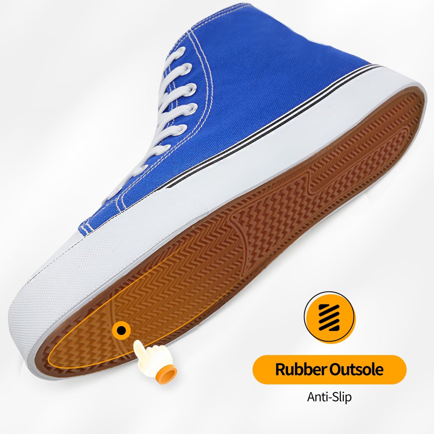 ZGR Men's High Top Canvas Sneakers Lace Up Classic Casual Walking Shoes(Blue,US07)