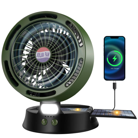 10400mAh Solar Camping Fan with LED Lantern, Rechargeable Portable Fan with 5W Solar Panel, Battery Operated Personal Fan for Outside Picnic, Fishing, Outdoor Tent Fan for Camping Essentials