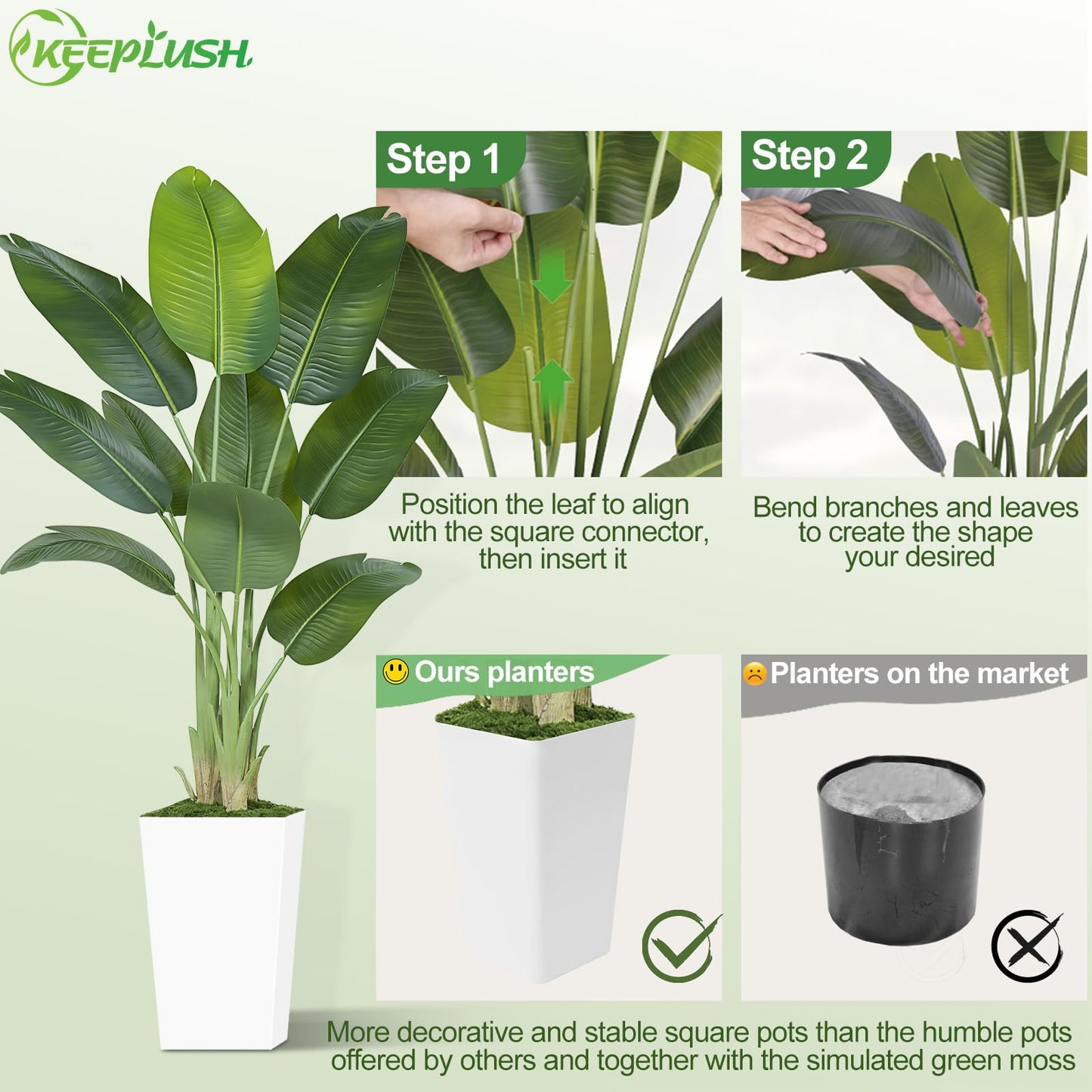 Lifelike Bird of Paradise Artificial Plant 6ft Faux Banana Leaf Tree with White Tall Planter for Home Decor - Perfect Indoor Silk Floor Plant for Living Room, Office, and Bedroom Ambiance Enhancement