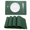 Faux Leather Placemats HeloHo Green Table Place Mats Set of 4 Waterproof Oilproof Heat Stain Resistant Washable Wipeable Placemat for Kitchen Dining Table Decoration Indoor Outdoor