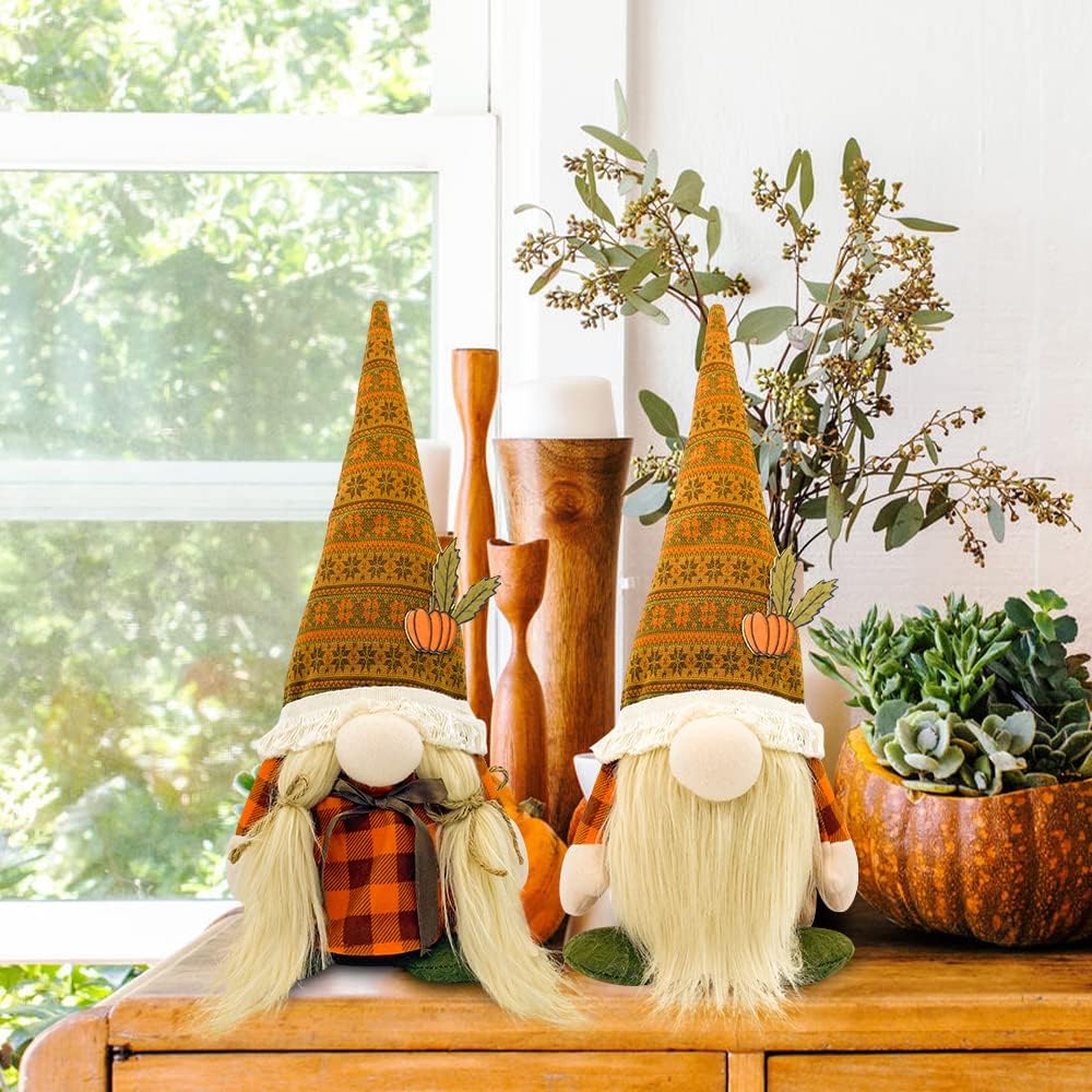 Lovinland Fall Decor - Fall Decorations for Home - Cute Thanksgving Gnomes Plush Doll for Office, Table, Room, Mantel, Shelf, Porch, Desk, Halloween Table Centerpieces - Thanksgiving Gifts for Women