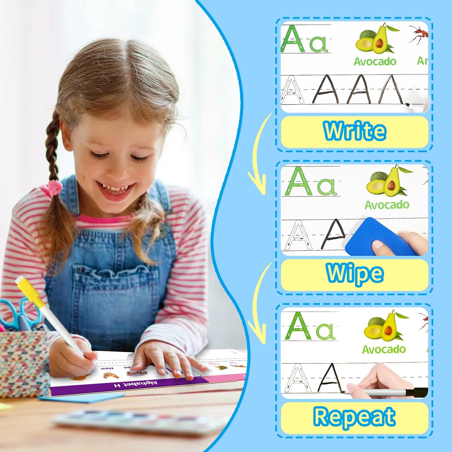 Preschool Learning Activities-Handwriting Practice for Kids|Montessori Busy Book|Toddler Activity Book|Autism Learning Materials|Educational Workbook|ABC Learning for Kids Ages 3+（8.57 x 12.59″）