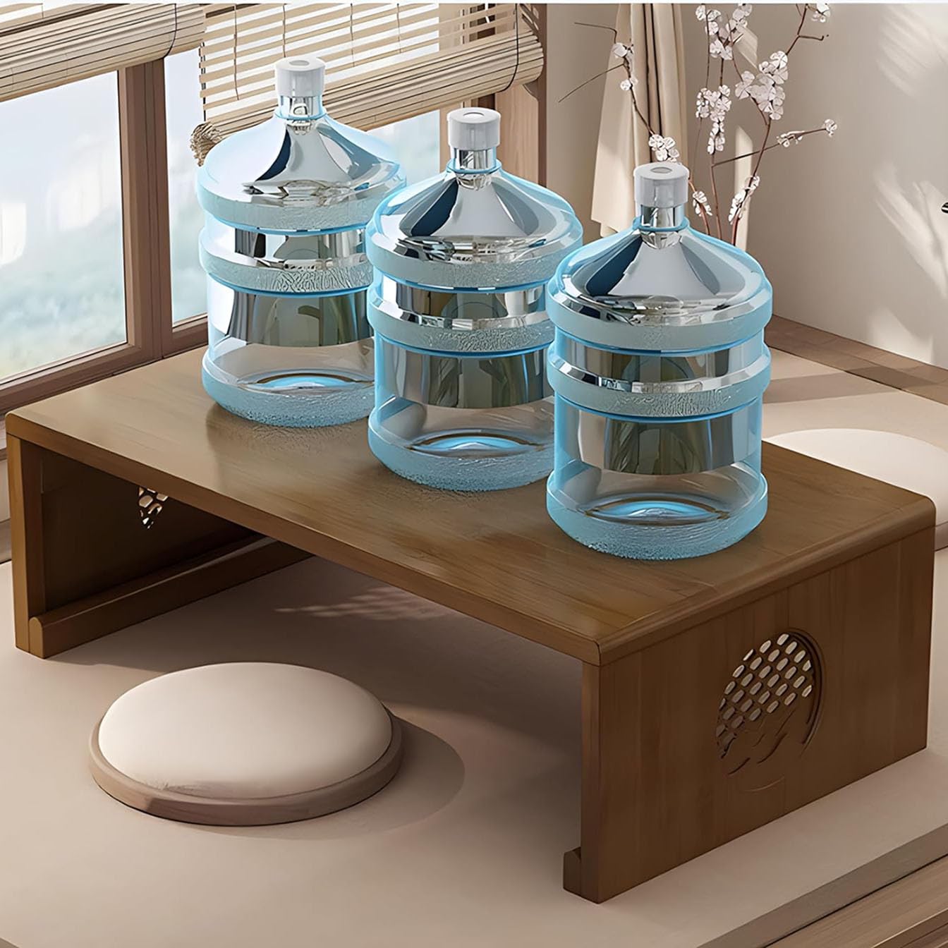 Japanese Coffee Table,Foldable Floor Table Low Natural Brown Coffee Minimalist Tatami Table,Suitable for Living Room,Dining Room (100CM)