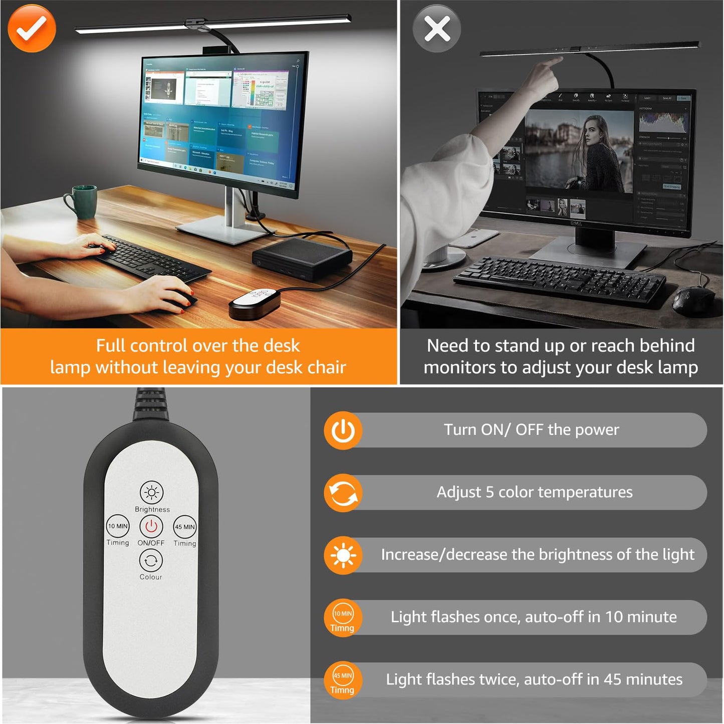 ShineTech Led Desk Lamp for Office Home, Bright Double Head Desk Light with Clamp, Architect Task Lamp 50 Lighting Modes Adjustable Flexible Gooseneck Lamp