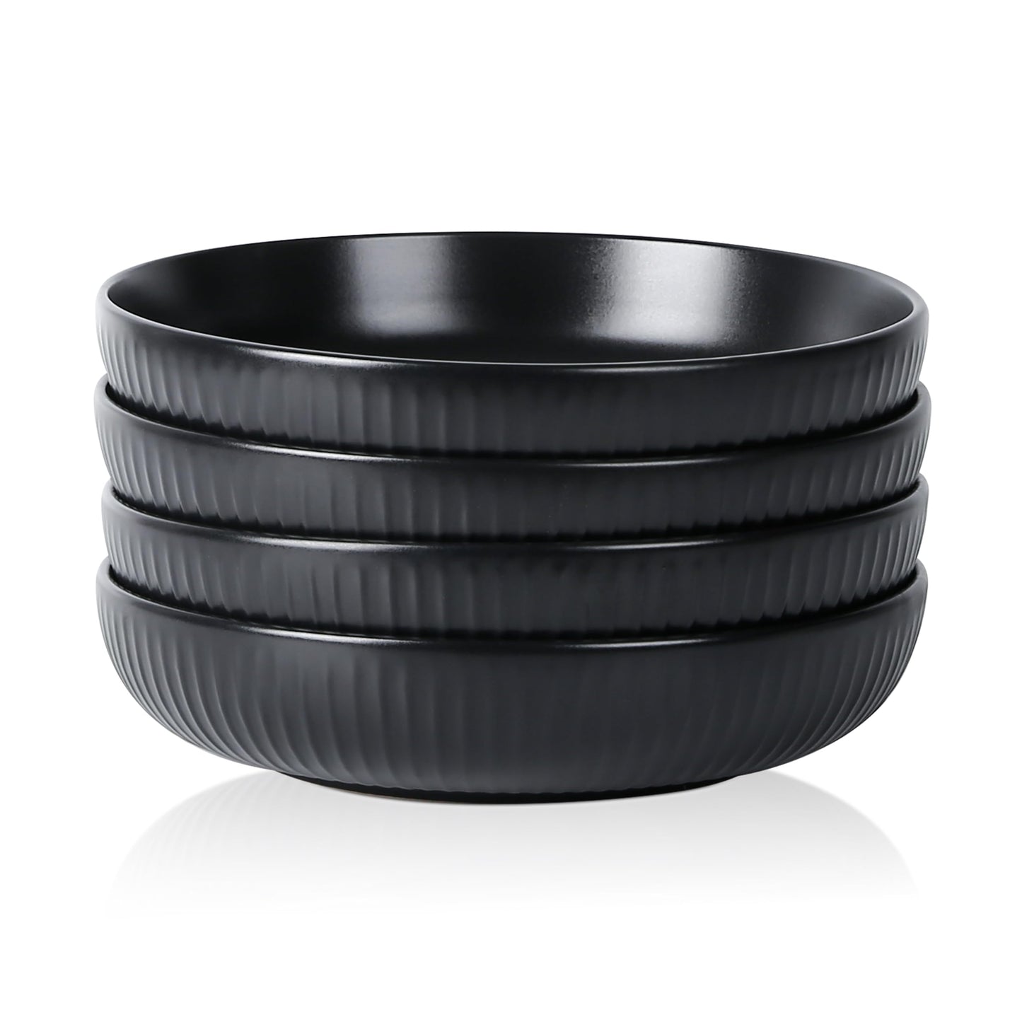 Stone lain Logan Stoneware Pasta Bowl Set of 4, Black