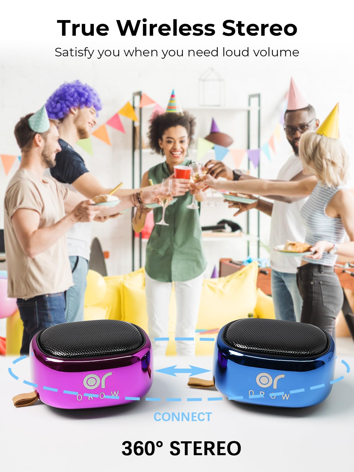 OR O R O W Small Bluetooth Speakers,Mini Portable Wireless Speaker,49-Foot Range,Enhanced Bass,Support TF Card,Bluetooth Speaker for iPhone,Travel,Hiking,Car,Gift (Purple)