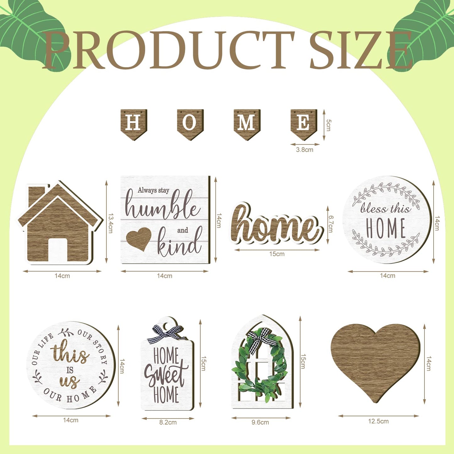 Maitys 10 Pcs Summer Beach Tiered Tray Decoration Set Farmhouse Rustic Decor Wood Sign Rustic Table Ornaments for Kitchen Table Housewarming Gift (Home Style)