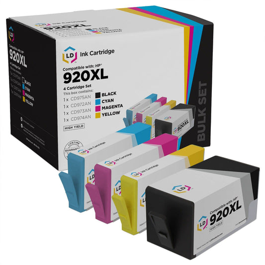 LD Products Remanufactured Ink Cartridge Replacements High Yield (1 Black, 1 Cyan, 1 Magenta, 1 Yellow, 4-Pack) for use with Printers 920XL, CD972AN, CD973AN, CD974AN, and CD975AN