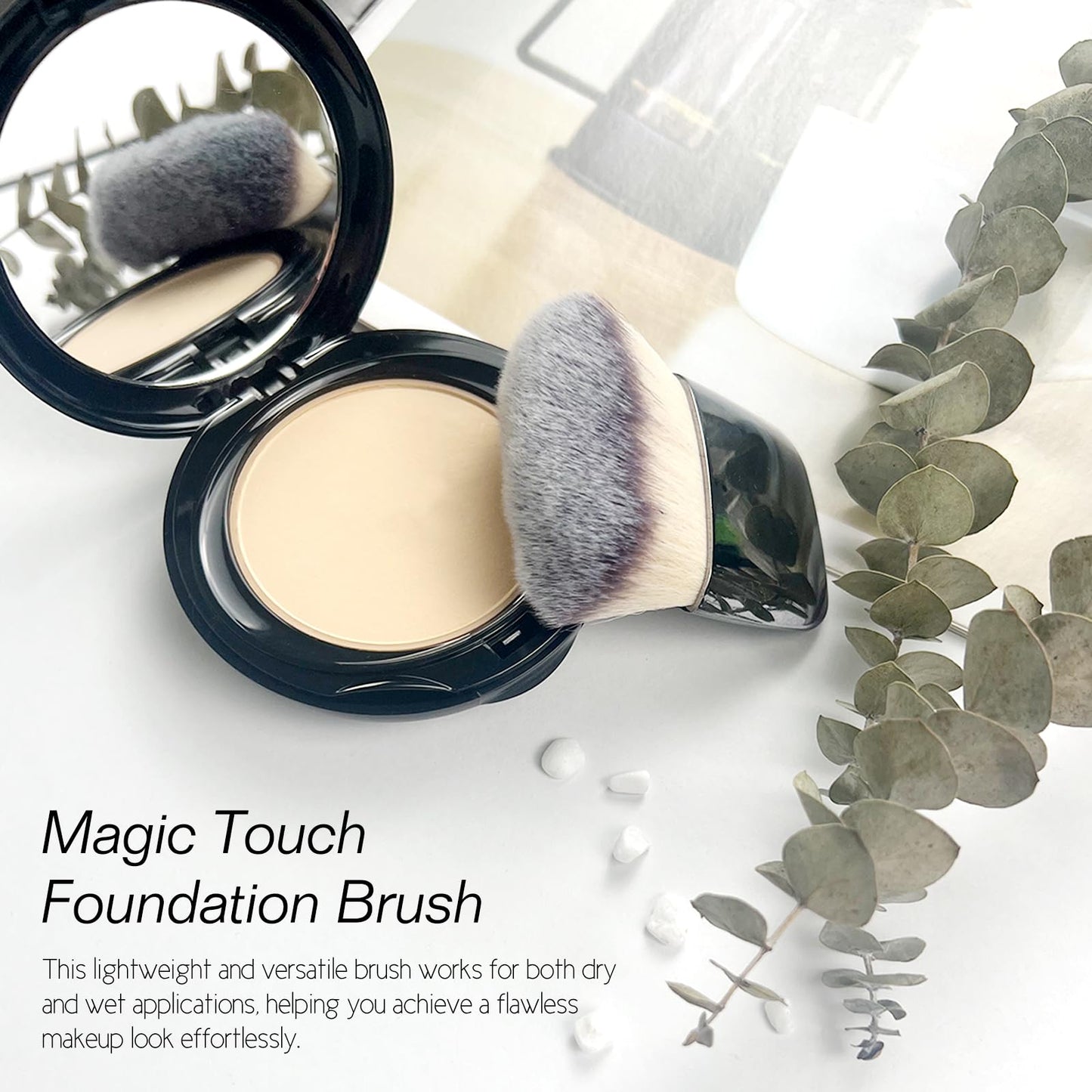 Jaasuee Makeup Brushes Set, Mini Multi-functional Loose Powder and Blush Brush, Portable Soft Hair Beauty Tool (Silver)